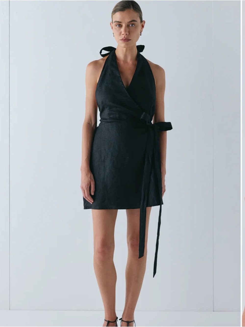 LO LINEN MINI DRESS BLACK